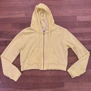 Twenty5A Women's Lemon Yellow Cropped Zip Up 100%  Cotton Hoodie - Size S
 b88